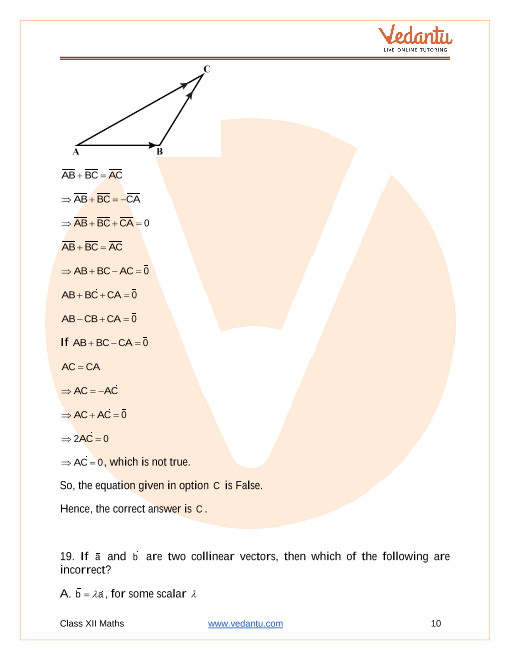 Ncert Solutions For Class 12 Maths Chapter 10 Vector Algebra Free Pdf