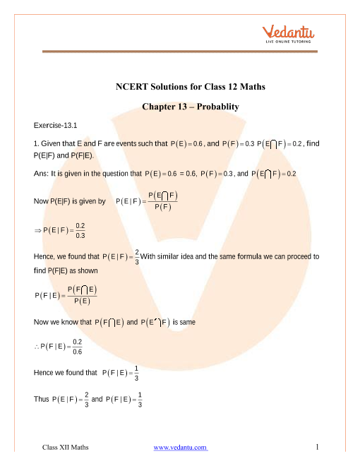 case study based questions class 12 maths probability