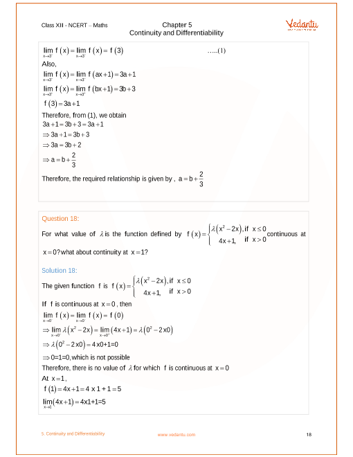 Ncert Solutions For Class 12 Maths Chapter 5 Continuity And Differentiability Free Pdf