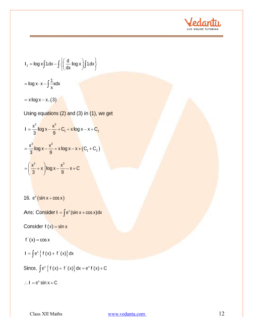 Ncert Solutions For Class 12 Maths Chapter 7 Integrals Ex 7 6 Exercise 7 6