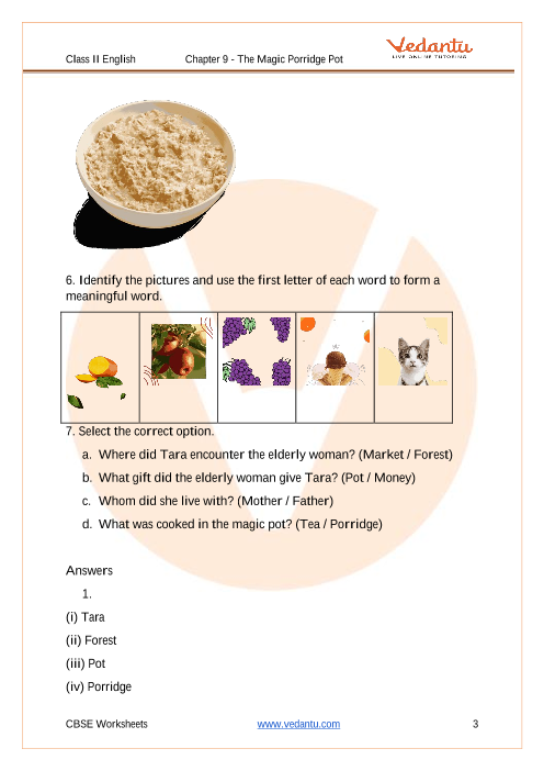 NCERT Solutions for Class 2 English Unit 9 Story - The Magic Porridge Pot