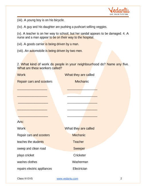 NCERT Solutions for Class 3 EVS Chapter 12 Work We Do