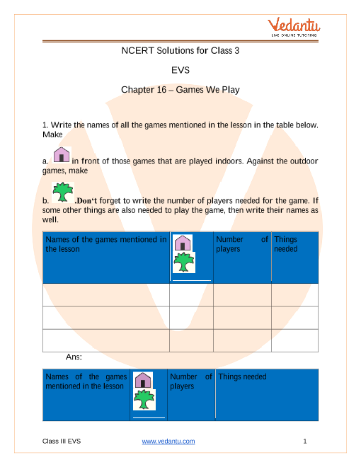 CBSE Class 3 EVS Work We Do Worksheet
