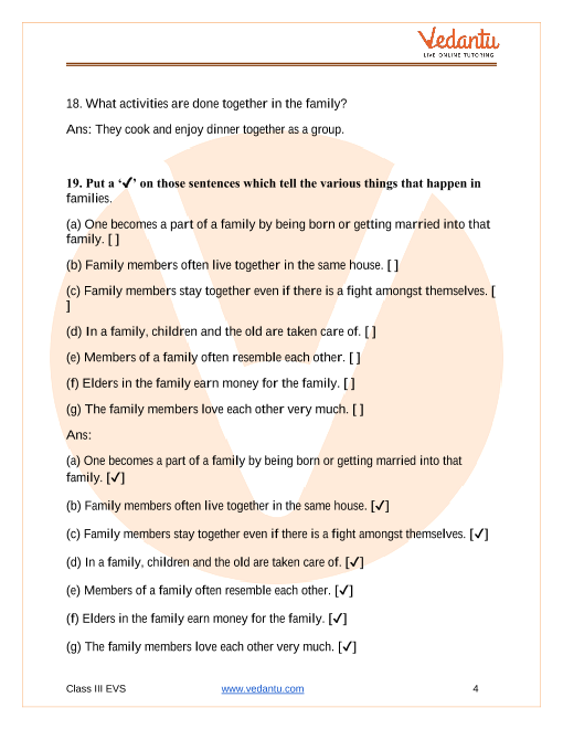 NCERT Solutions for Class 3 EVS Chapter 21 - Families Can Be Different