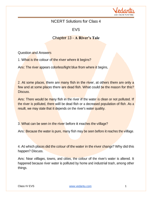 ncert solutions for class 4 evs chapter 13 a river s tale free pdf