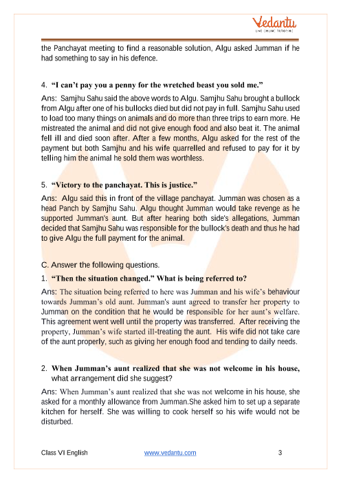 Ncert Solutions For Class 6 English Honeysuckle Chapter 7 Fair Play