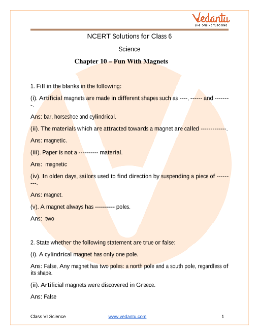 NCERT Solutions for Class 6 Science 