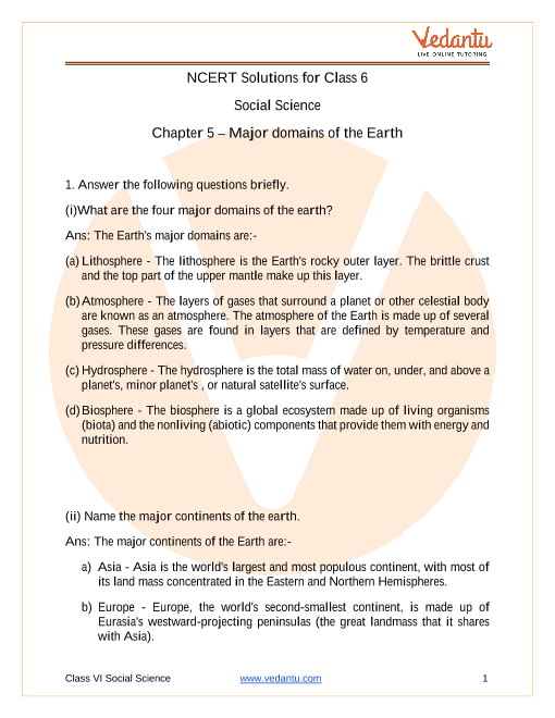 ncert solutions for class 6 social science the earth our habitat chapter 5