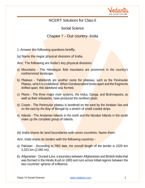 Ncert Solutions For Class 6 Social Science The Earth Our Habitat Chapter 7