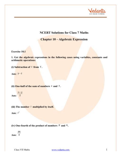 Matching Questions Algebraic Expression Grade 7 Pdf - Algebra Math