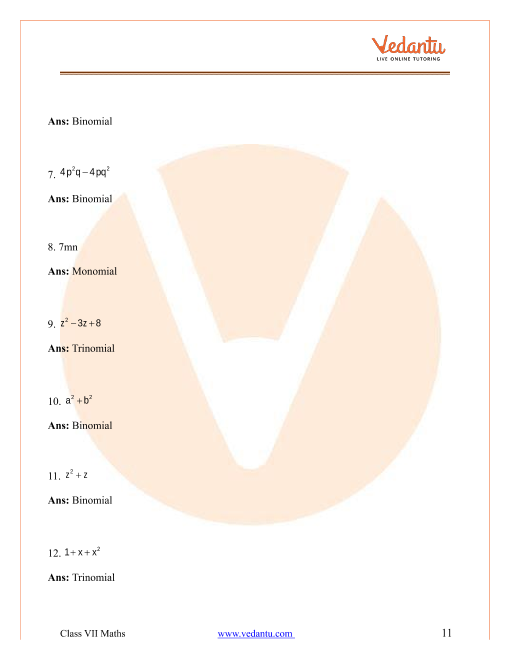 Ncert Solutions For Class 7 Maths Chapter 12 Algebraic Expressions