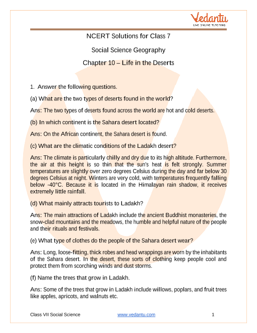 Ncert Solutions For Class 7 Social Science Our Environment Chapter 10