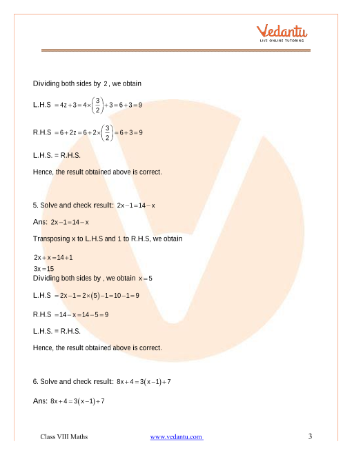 Ncert Solutions For Class 8 Maths Chapter 2 Linear Equations In One Variable Updated For 21