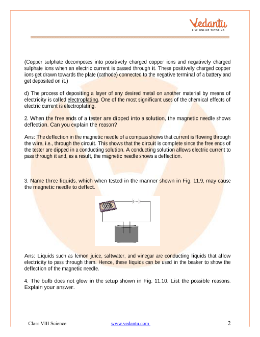 Ncert Solutions For Class 8 Science Chapter 14 Chemical Effects Of Electric Current