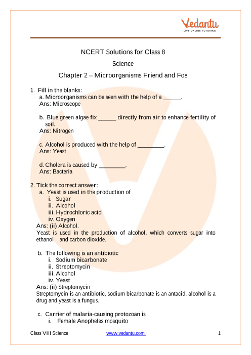 case study questions class 8 science microorganisms friend and foe