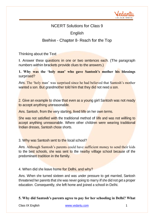 Extra Questions For Class 9 English Beehive Chapter 1