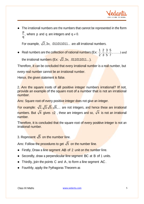 NCERT Solutions for Class 9 Maths Chapter 1 Number System
