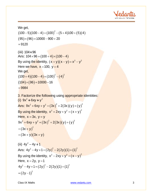 Ncert Solutions For Class 9 Maths Chapter 2 Polynomial Ex 2 5