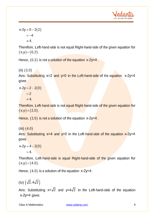 Ncert Solutions For Class 9 Maths Chapter 4 Linear Equations In Two Variables