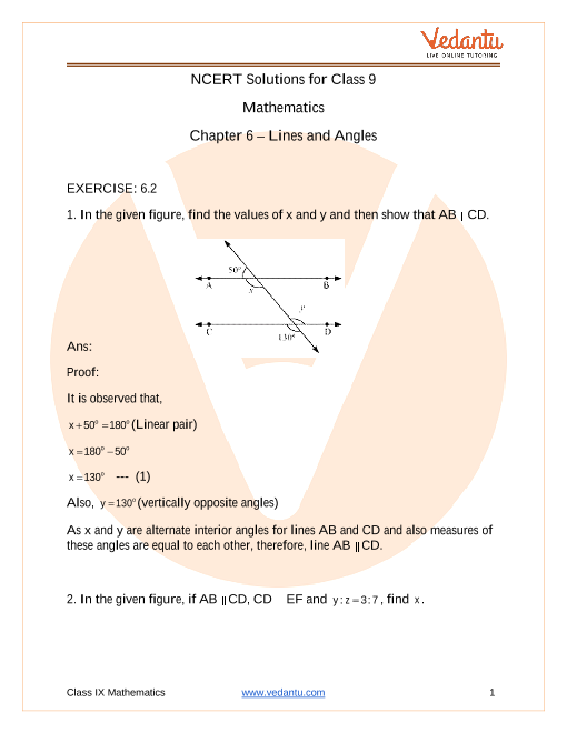 Ncert Solutions For Class 9 Maths Exercise 6 2 Chapter 6 Lines And Angles