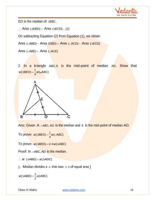 NCERT Solutions for Class 9 Maths Chapter 9 Areas Of