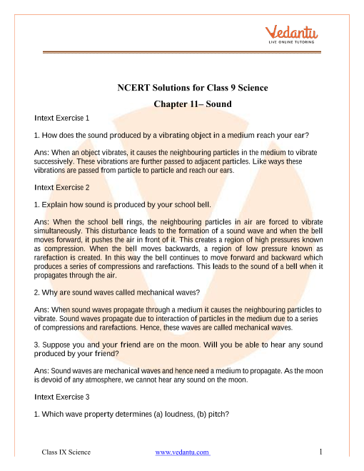 NCERT Solutions Class 9 Science Chapter 12 Sound