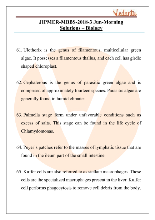 JIPMER 2018 Biology Question Paper with Solutions (Morning Shift)