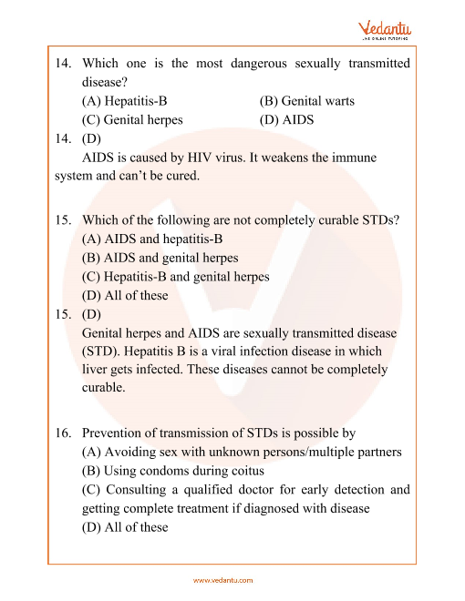 NEET Reproductive Health Important Questions