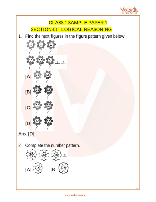 IMO Maths Olympiad Sample Paper 1 For Class 1 With Solutions