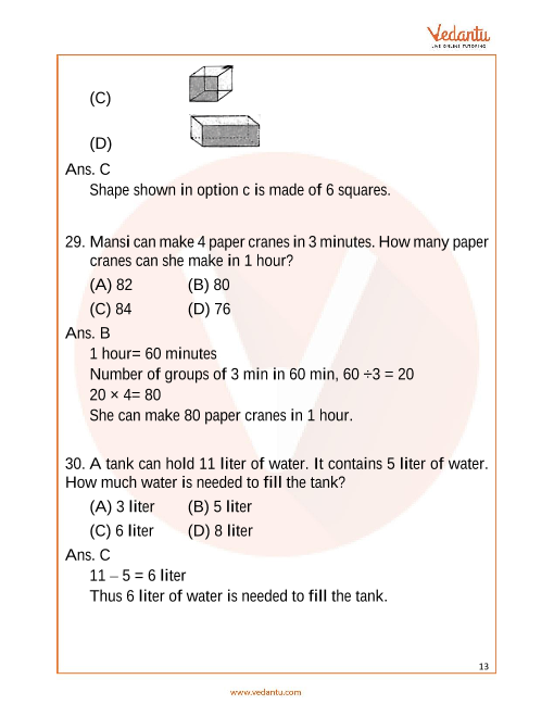 imo maths olympiad sample paper 1 for class 3 with solutions