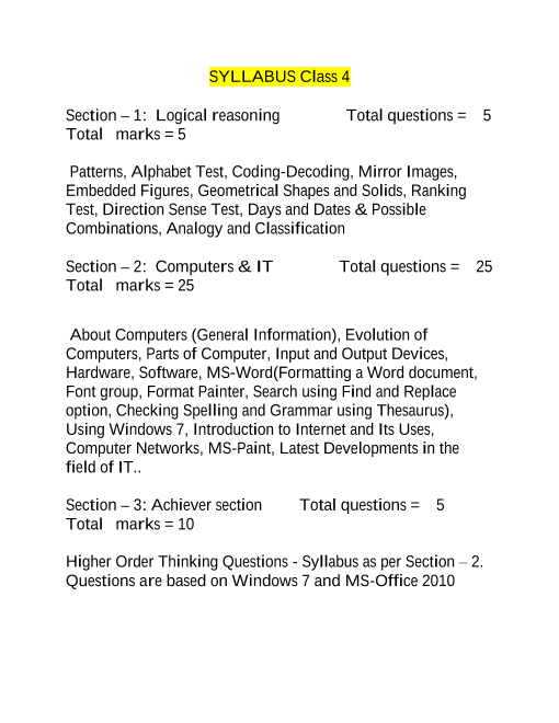 nco-olympiad-class-4-syllabus