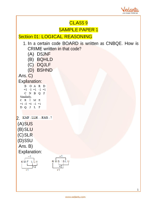 NSO Science Olympiad Sample Paper 1 for Class 9 with Solutions