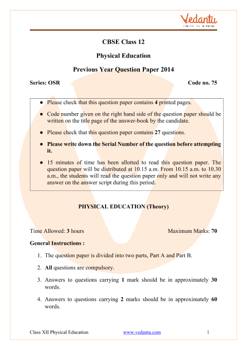 class 12 physical education mid term question paper