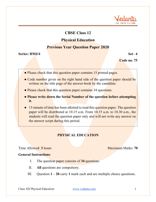 physical education previous year question paper class 12