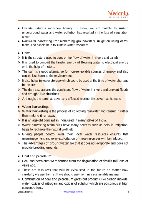 Cbse Class 10 Science Chapter 16 Management Of Natural Resources Revision Notes