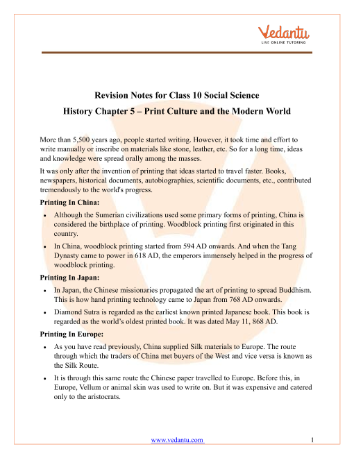 print-culture-and-the-modern-world-class-10-notes-cbse-history-chapter