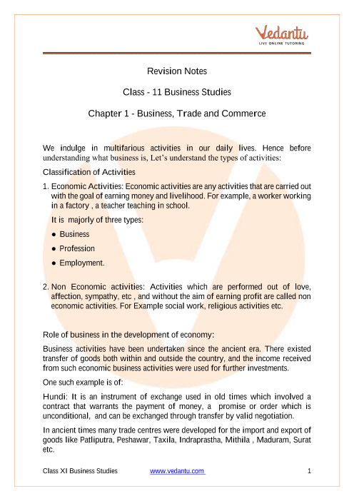 business services class 11 case study questions