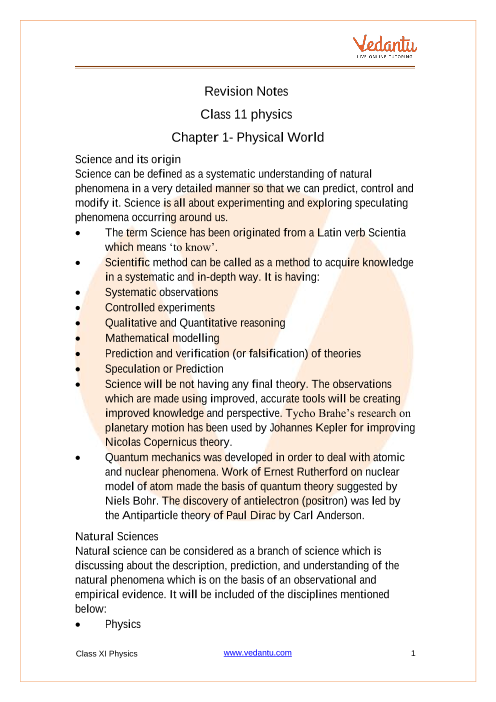 Physical World Class 11 Notes Cbse Physics Chapter 1 Pdf 1196