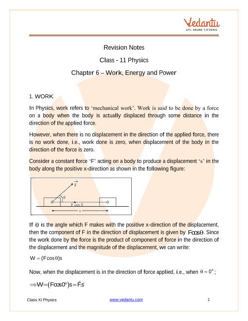 case study of work power and energy class 11
