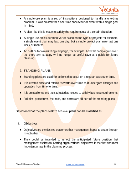 Cbse Class 12 Business Studies Chapter 4 Planning Revision Notes