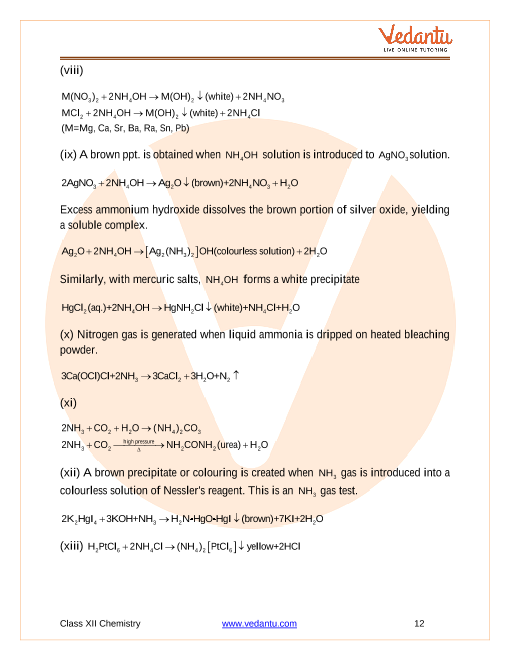 Revision Notes of CBSE class 12 Chemistry