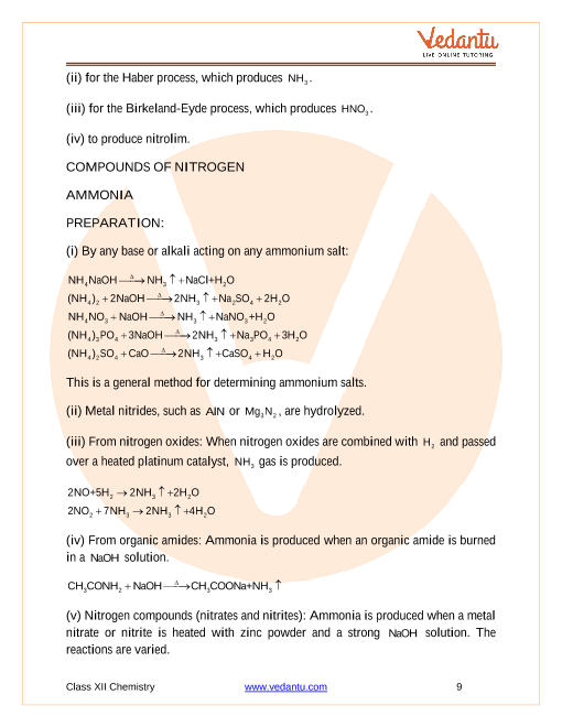 Revision Notes of CBSE class 12 Chemistry