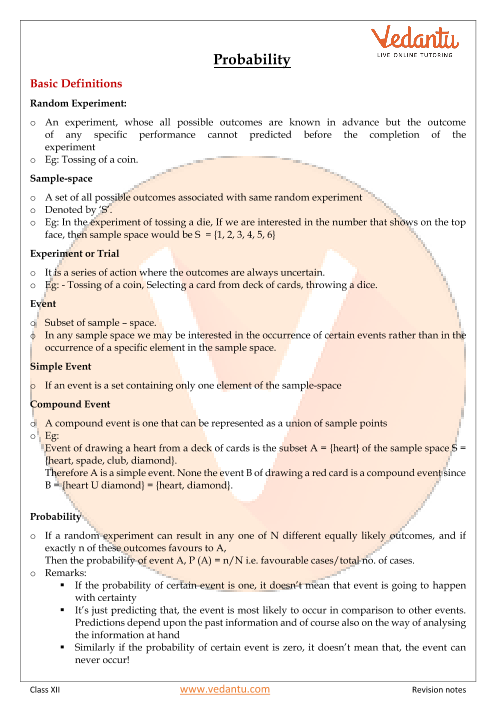 Revision Notes of CBSE class 12 Mathematics