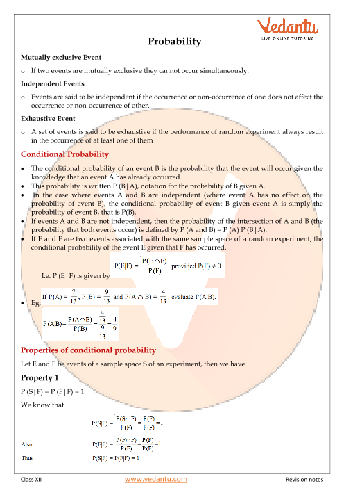 Revision Notes of CBSE class 12 Mathematics