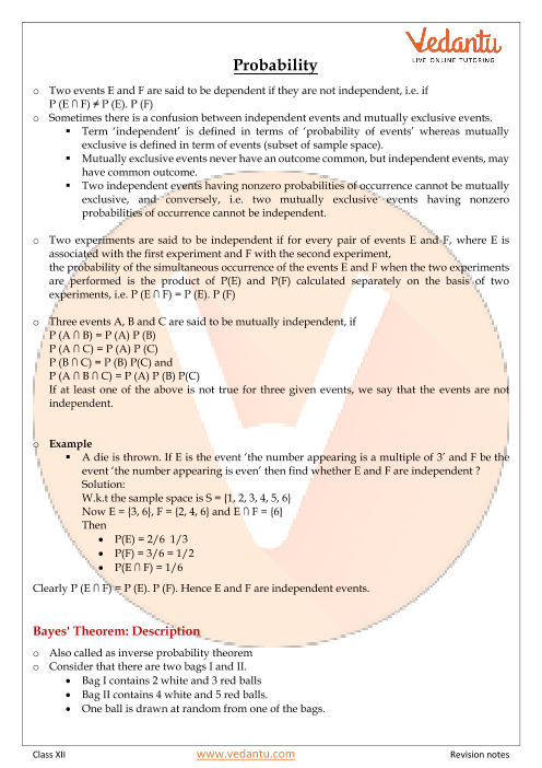 Revision Notes of CBSE class 12 Mathematics