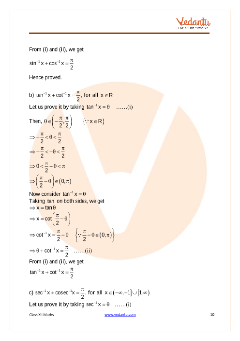 Revision Notes of CBSE class 12 Mathematics