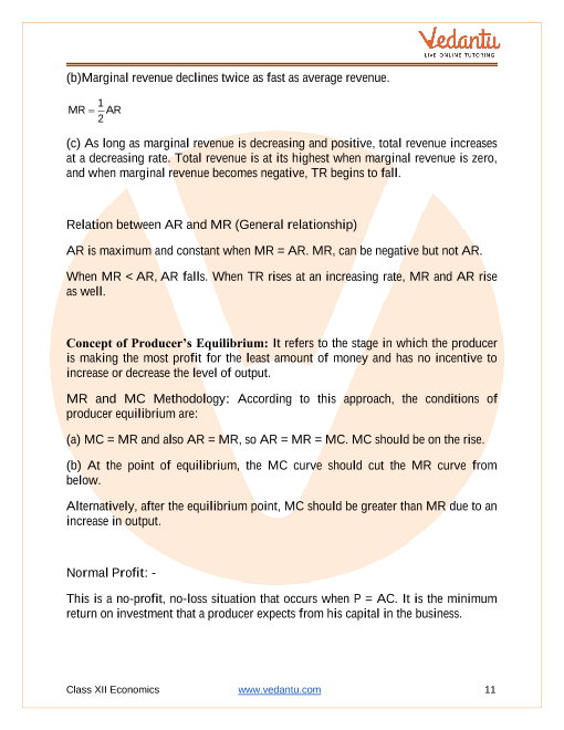 CBSE Class 12 Economics - Chapter 3 - Production And Costs - Revision Notes