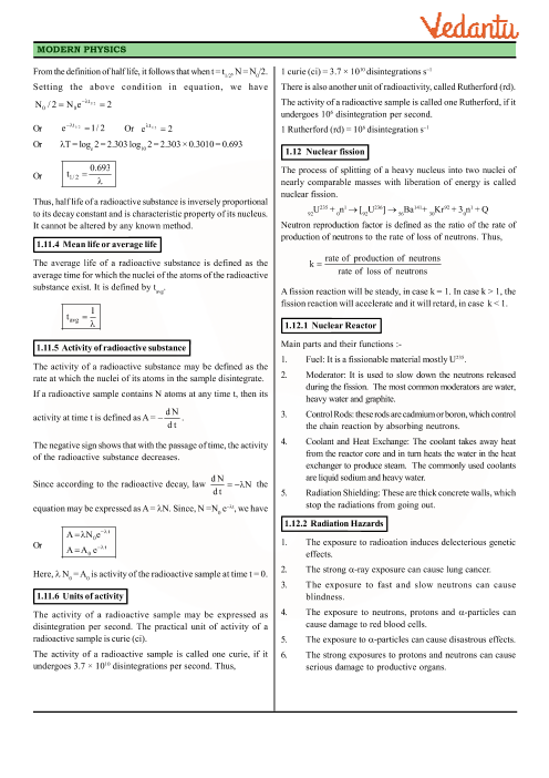 CBSE Class 12 Physics - Chapter 13 - Nuclei - Revision Notes