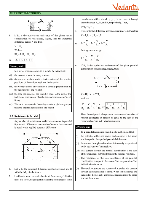 Cbse Class Physics Chapter Current Electricity Revision Notes