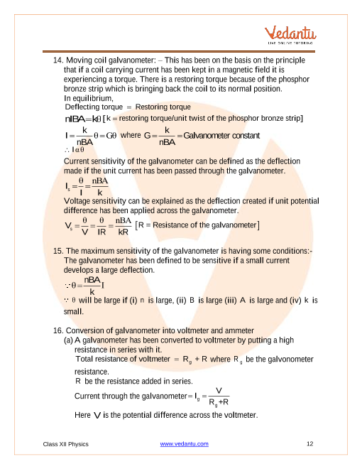 Revision Notes of CBSE class 12 Physics